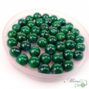 Malachite naturelle en perles rondes 8mm - lot de 10