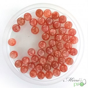 Pierre de soleil naturelle en perles rondes 6mm - lot de 10