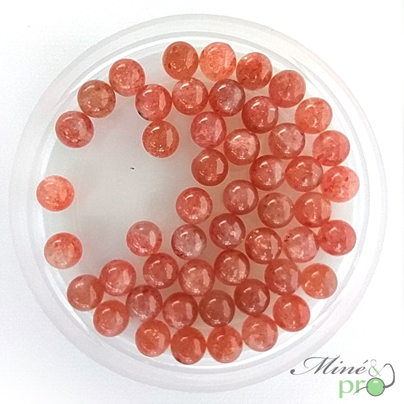 Pierre de soleil naturelle en perles rondes 6mm - lot de 10 Pierre de soleil naturelle en perles rondes 6mm - lot de 10
