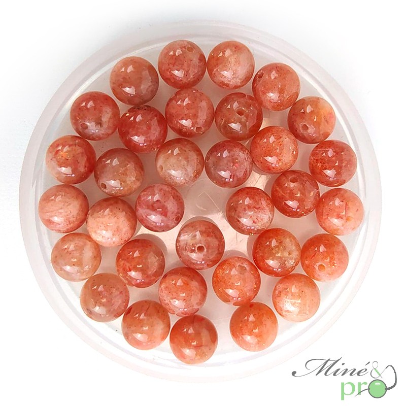 Pierre de soleil AAA en perles rondes 8mm - lot de 10 Pierre de soleil AAA en perles rondes 8mm - lot de 10
