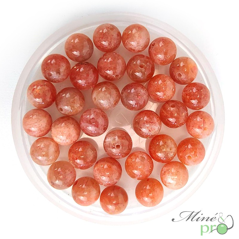 Pierre de soleil AAA en perles rondes 8mm - lot de 10