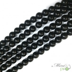 Jais naturel en perles rondes 8mm - fil complet