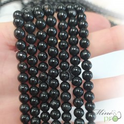 Tourmaline noire naturelle en perles rondes 6mm - fil complet
