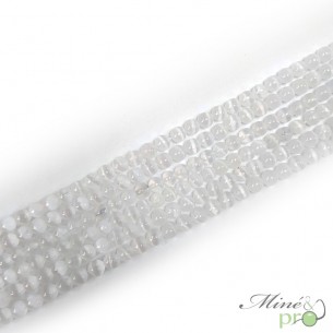 Sélénite en perles rondes 6mm - fil complet