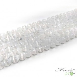 Sélénite en perles rondes 6mm - fil complet