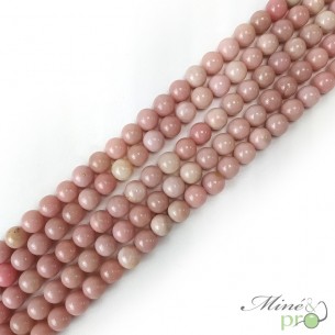 Opale rose AB en perles rondes 8mm - fil complet