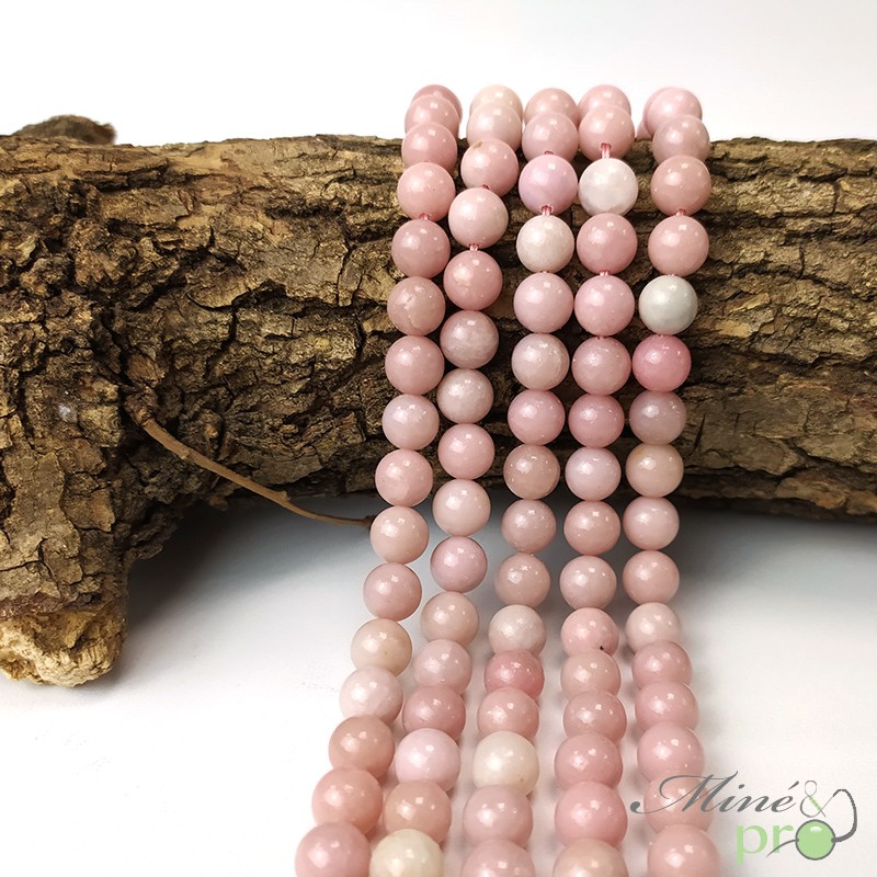 Perles Rondes En Opale Rose Naturelle - 8mm - Pour Bijoux Et Lithothérapie