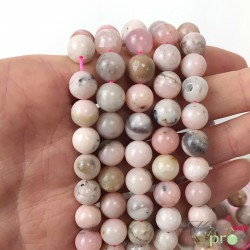 Opale rose en perles rondes 8mm - fil complet - grossiste perles en pierres naturelles