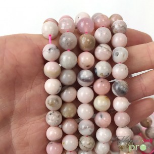 Opale rose en perles rondes 8mm - fil complet - grossiste perles en pierres naturelles