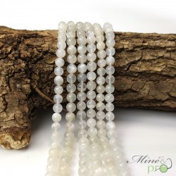 Pierre de lune blanche en perles rondes 6mm - fil complet - grossiste en perles Lithotherapie - Bouches du rhone