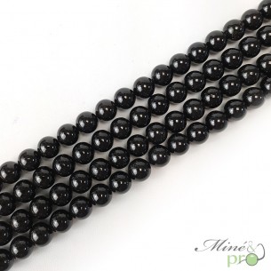 Tourmaline noire en perles rondes 10mm - fil complet