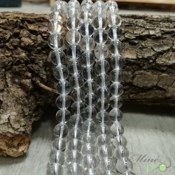 Cristal de roche naturel en perles rondes 8mm - fil complet
