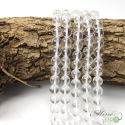 Cristal de roche naturel en perles rondes 8mm - fil complet