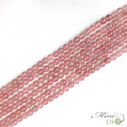 Quartz fraise en perles rondes 6mm - fil complet
