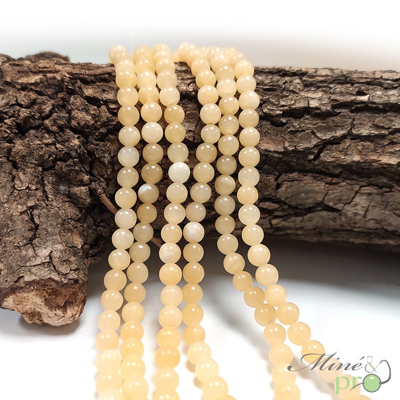 Calcite jaune en perles rondes 6mm - fil complet