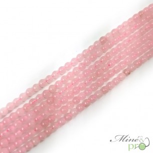 Quartz rose en perles rondes 6mm - fil complet