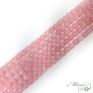 Quartz rose en perles rondes 8mm - fil complet