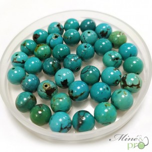 Turquoise véritable d'Hubei en perles rondes 8mm - lot de 10 - grossiste perles naturelle Lithotherapie Bouches du Rhone
