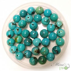 Turquoise véritable d'Hubei en perles rondes 8mm - lot de 10 - grossiste perles naturelle Lithotherapie Bouches du Rhone