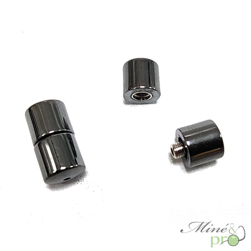 Fermoirs à visser en Hématite 14mm - lot de 5 Fermoirs à visser en Hématite 14mm - lot de 5