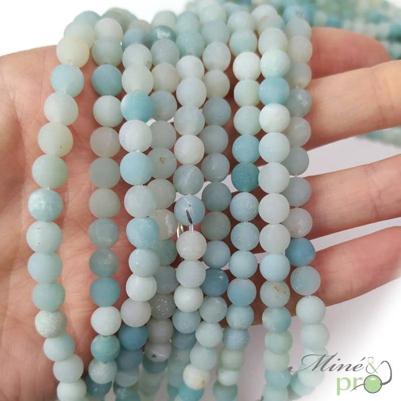 Perles Rondes Facettées En Amazonite Bleue Naturelle - Lot Pour Création Bijoux - 2-3 Mm