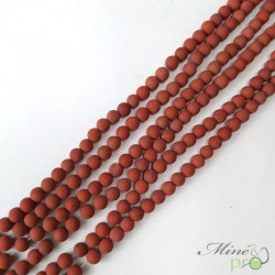 Jaspe rouge MAT en perles rondes 6mm - fil complet