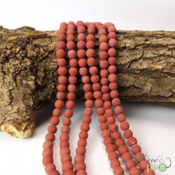 Jaspe rouge MAT en perles rondes 6mm - fil complet