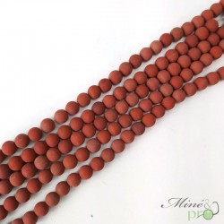 Jaspe rouge MAT en perles rondes 8mm - fil complet