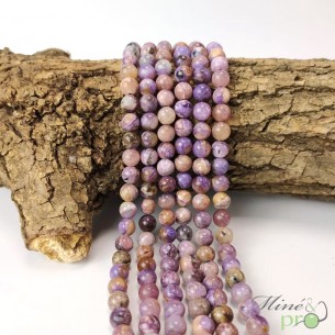 Charoïte AB en perles rondes 8mm - fil complet