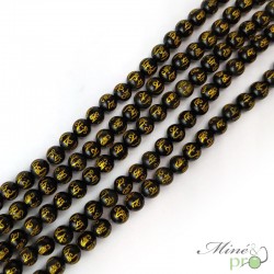 Obsidienne Oeil Céleste "mantra" en perles rondes 8mm - fil complet