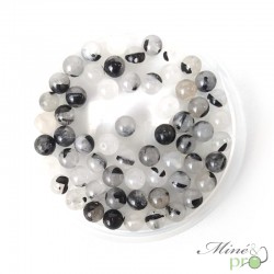 Quartz Tourmaline en perles rondes 6mm - lot de 10