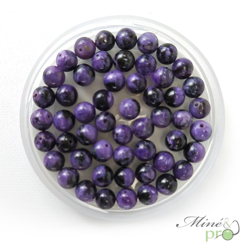 Charoïte en perles rondes 6mm - lot de 10