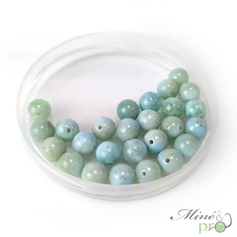 Larimar en perles rondes 8mm - lot de 10 Larimar en perles rondes 8mm - lot de 10