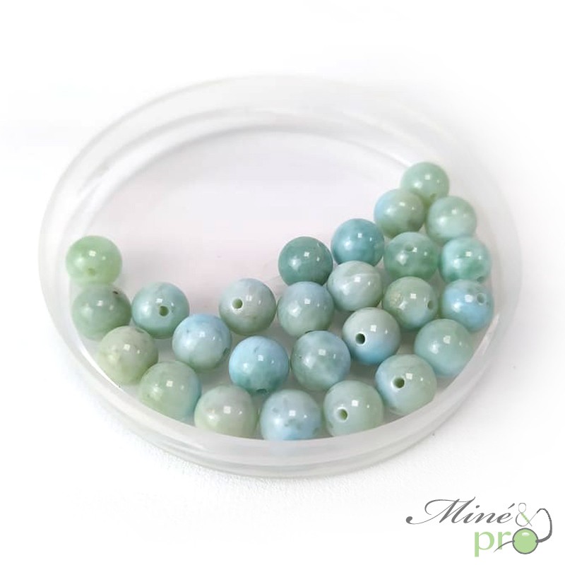 Larimar en perles rondes 8mm - lot de 10