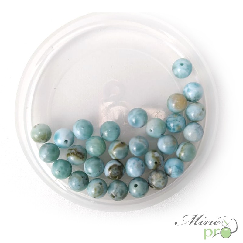 Larimar en perles rondes 6mm - lot de 10