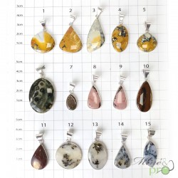 Jaspe Maligano, Orbiculaire, Opale dendrite - pendentifs cerclés