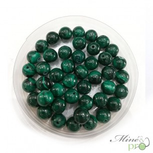 Malachite naturelle en perles rondes 6mm - lot de 10