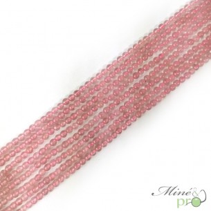 Quartz fraise en perles rondes 4mm - fil complet