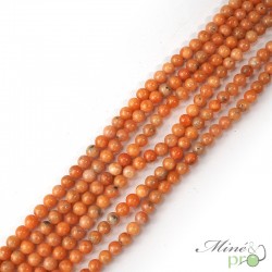 Calcite orange en perles rondes 6mm - fil complet