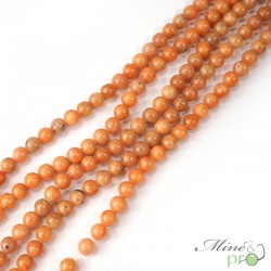 Calcite orange en perles rondes 8mm - fil complet