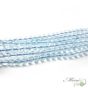 Topaze bleue AA en perles rondes 6mm - fil complet