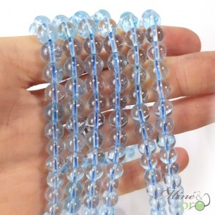 Topaze bleue AA en perles rondes 6mm - fil complet
