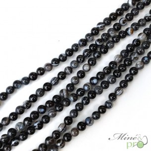 Agate Oeil noire en perles rondes 6mm - fil complet