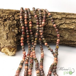 Jaspe léopard en perles rondes 4mm - fil complet