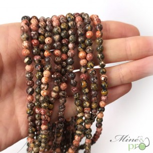 Jaspe léopard en perles rondes 4mm - fil complet