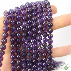 Améthyste foncée AB en perles rondes 6mm - fil complet - grossiste de perles naturelles