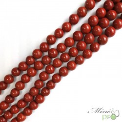 Jaspe rouge en perles rondes 10mm - fil complet