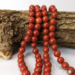 Jaspe rouge en perles rondes 10mm - fil complet