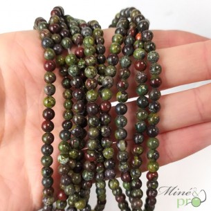 Jaspe sang du dragon en perles rondes 4mm - fil complet