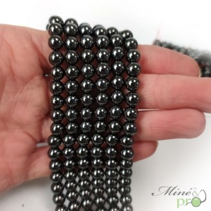 Hématite magnétique en perles rondes 6mm - fil complet